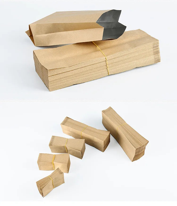 Yellow kraft paper packaging bag with aluminium foil inner lining for snack foods