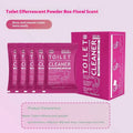 Box and large bag of toilet bubble effervescent powder cleaner for descaling.