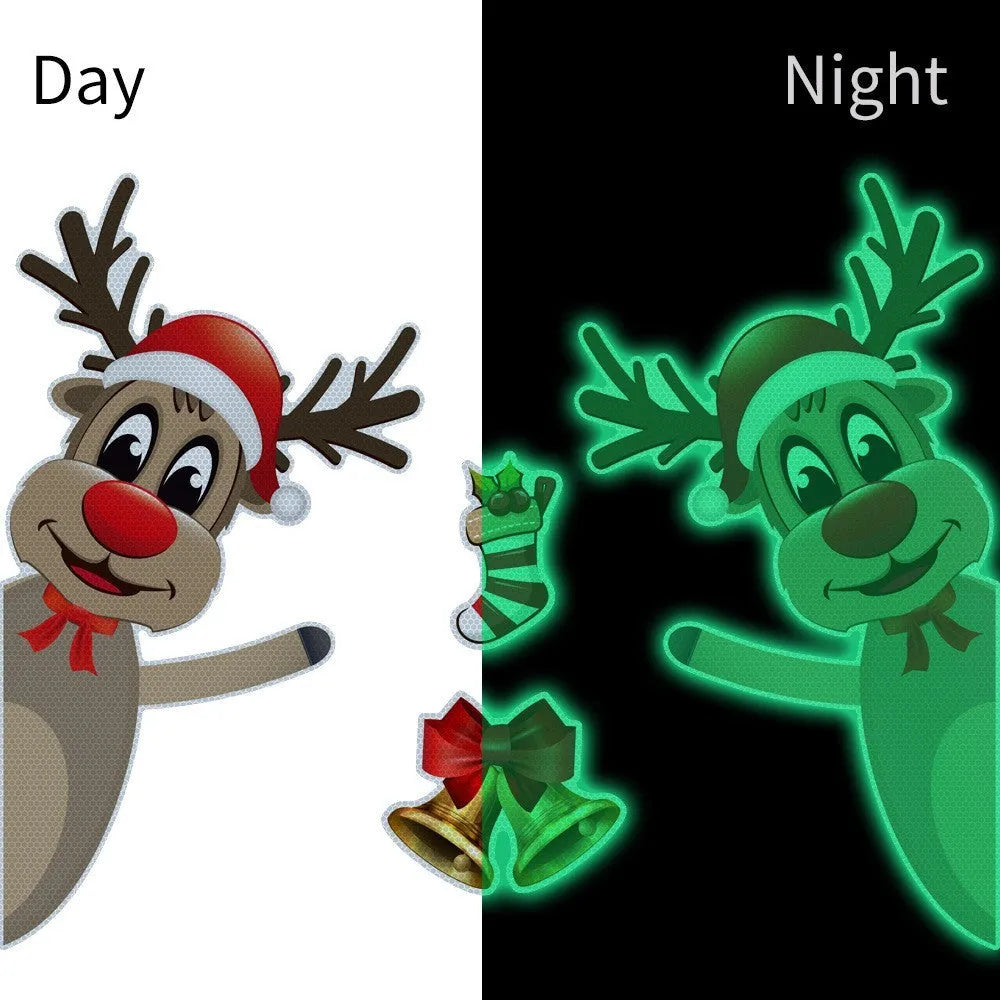 Christmas elk bell cartoon design magnetic bumper stickers with luminous reflective surface