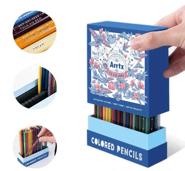 Set of 72 or 126 soft core colouring pencils for artists and students in a box.