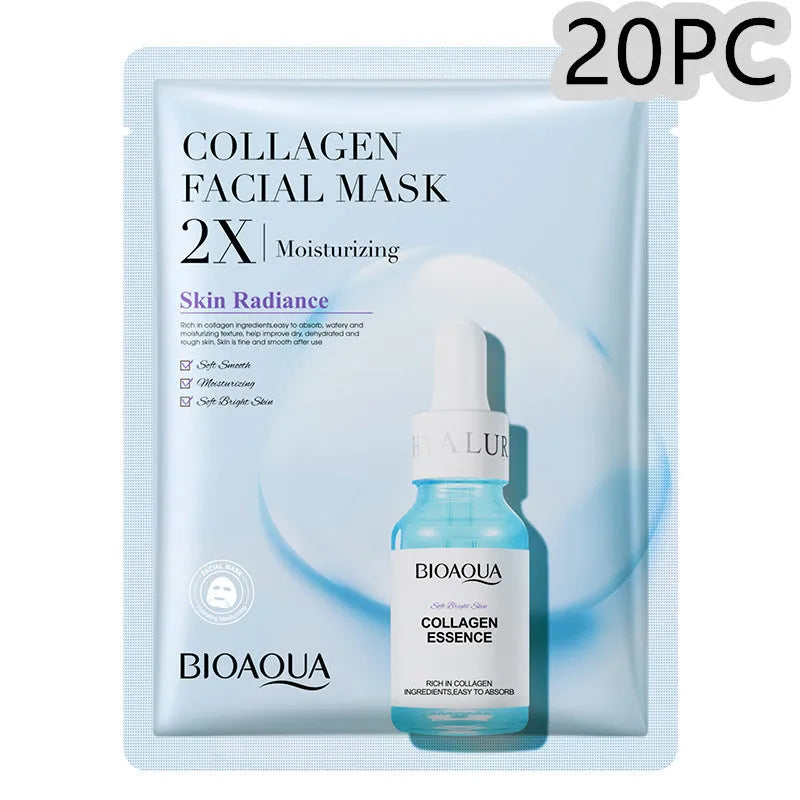 Collagen and hyaluronic acid face sheet mask set with 30g gel formula