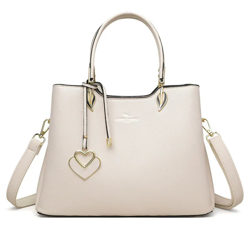 Women's PU leather messenger bag with multi-layer shoulder strap in various colour options