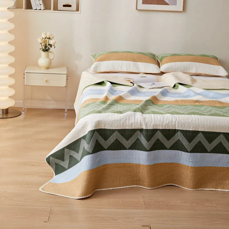 Pure cotton printed bed sheet set in modern simple style with reactive dyed patterns