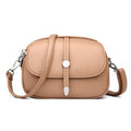 Women's soft PU leather crossbody shoulder bag in oval suitcase shape, shown in black colour with decorative sewing thread detailing.