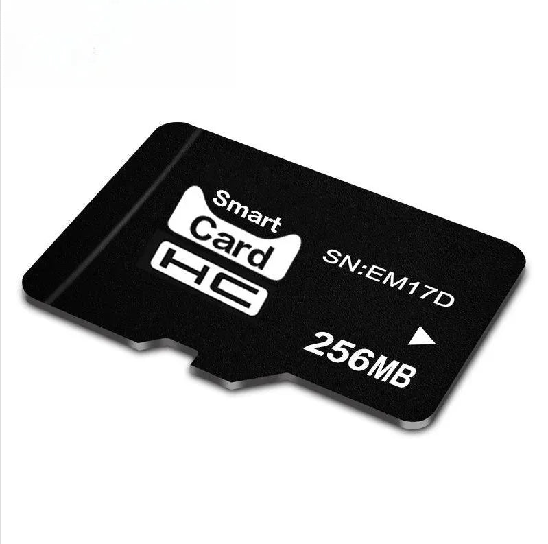 256MB TF format memory card shown with dimensions 11mm by 15mm.