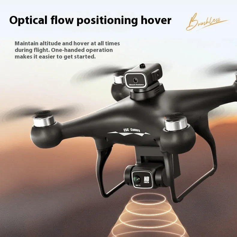 Black or white brushless UAV drone with four-side obstacle avoidance and HD camera under 30cm size