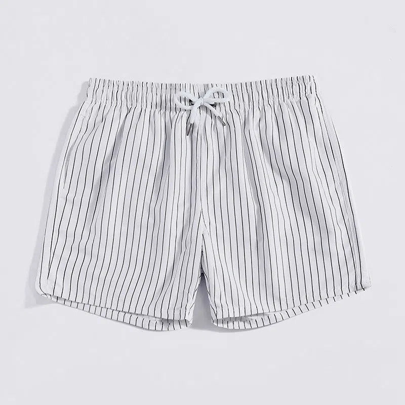 Men's quick-drying beach pants with white stripes, loose plus size, built-in lining, side view