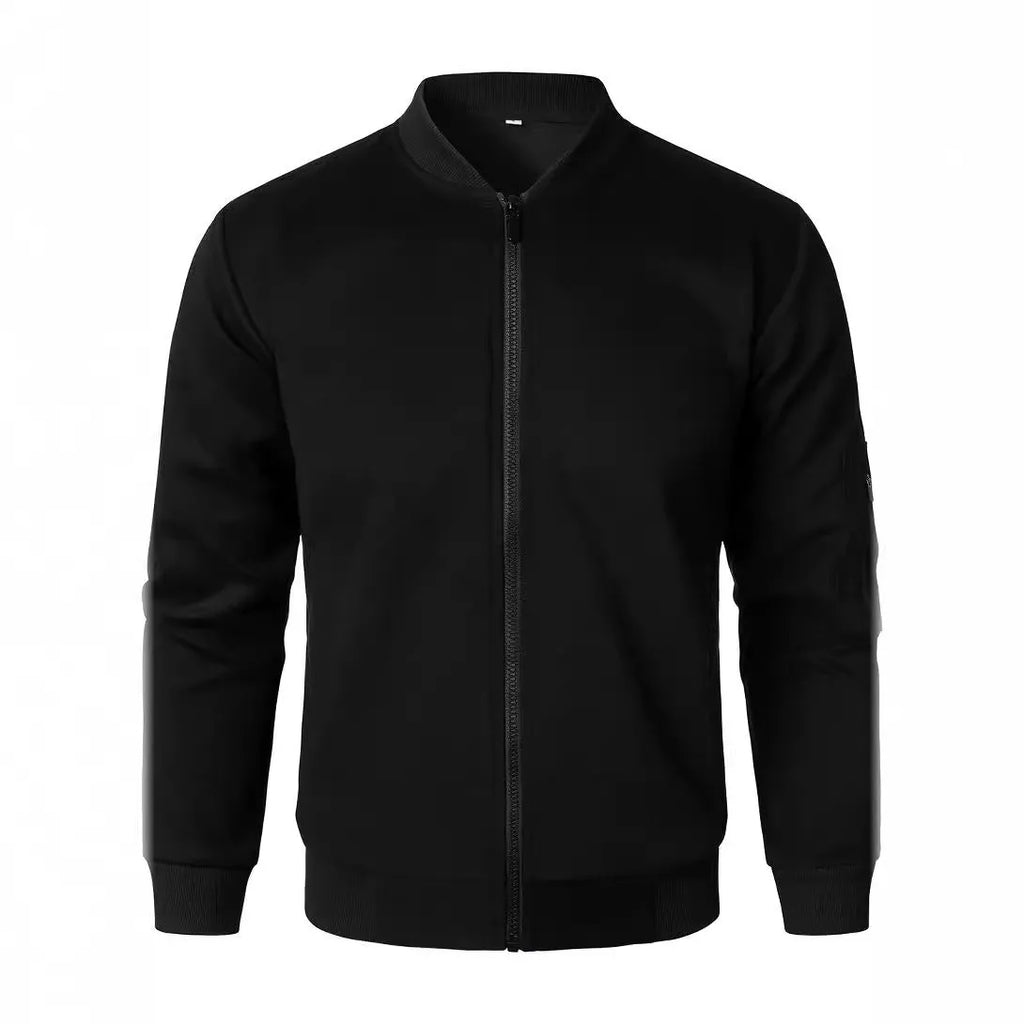 Men's loose-fit cotton knitted jacket with polyester lining in business casual style