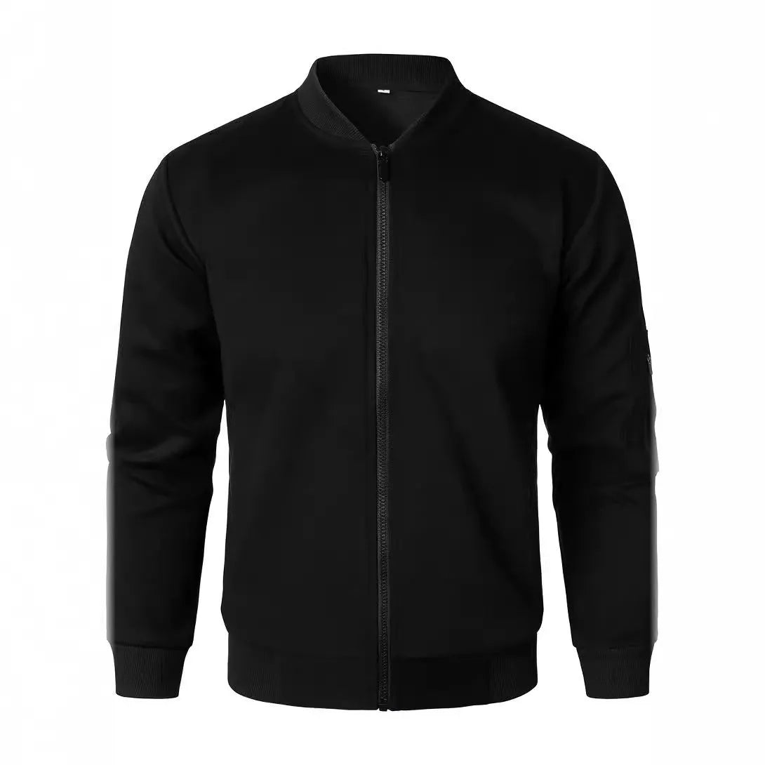 Men's loose-fit cotton knitted jacket with polyester lining in business casual style
