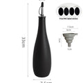 Ceramic oil pot with funnel in black, coffee or white colour, 650ml capacity