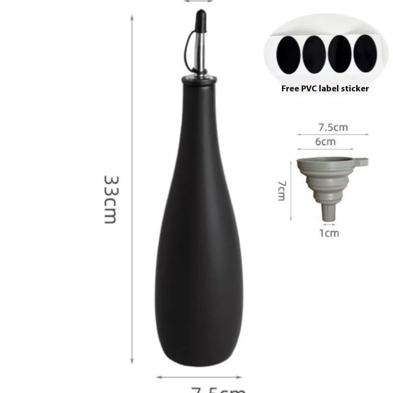 Ceramic oil pot with funnel in black, coffee or white colour, 650ml capacity