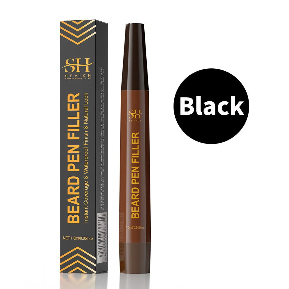 Men's sweatproof beard and hairline filler pencil with eyebrow pencil in black or dark brown