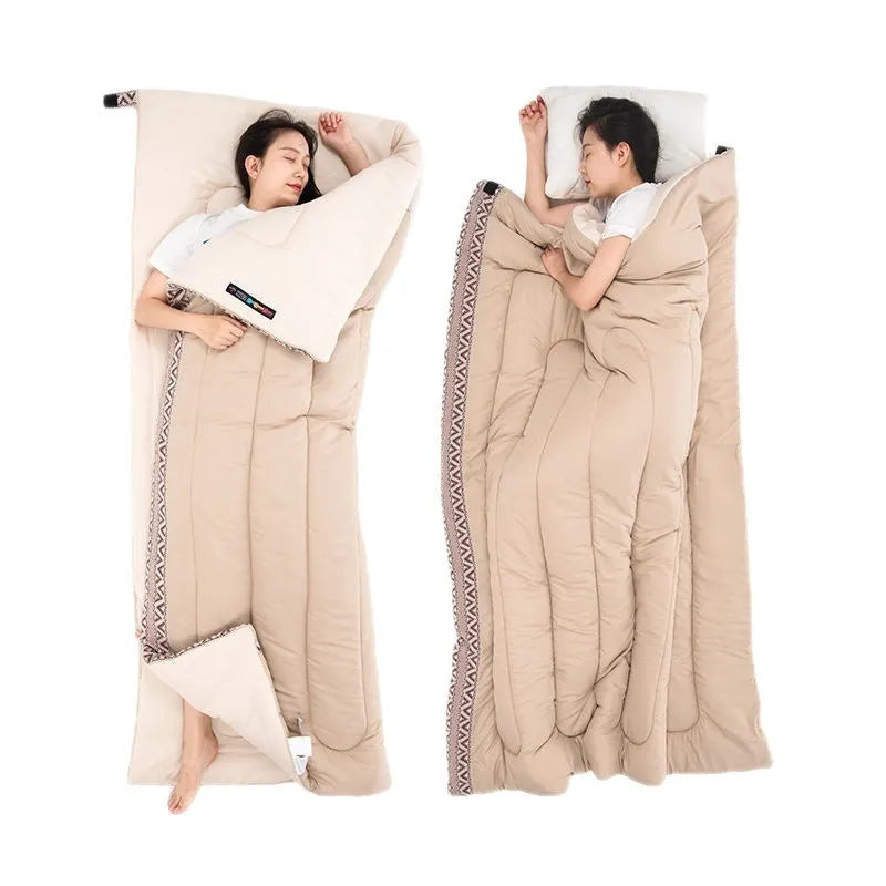 Four seasons portable camping sleeping bag with storage bag in adult size 190x75cm.