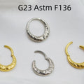 ASTM F136 titanium alloy nose ring with concave-convex carved design in gold and silver colour options