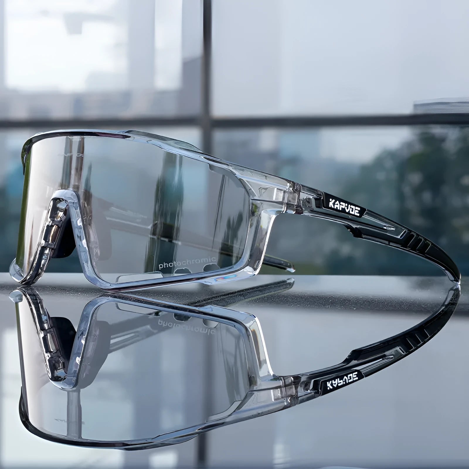 Photochromic cycling sports goggles with TR90 frame and semi-rimless design for outdoor sports