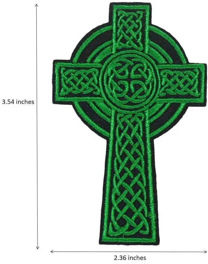 Embroidered fabric badge with Velcro strip backing on a green clover design
