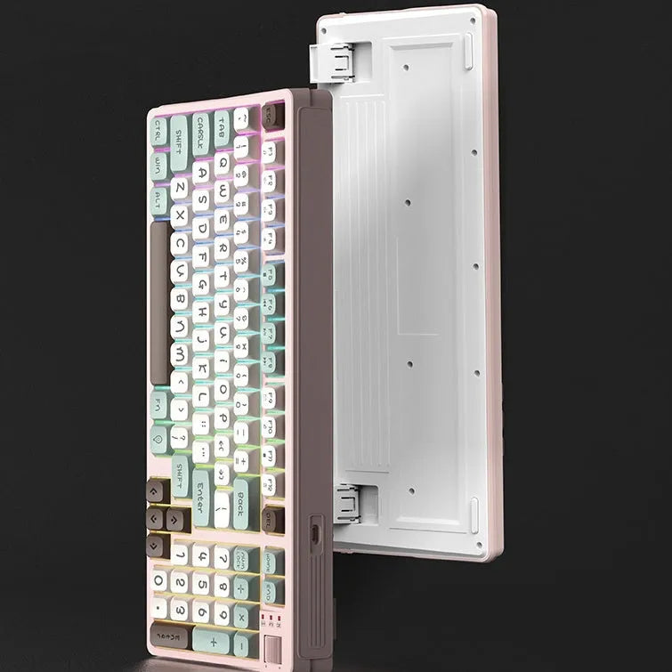 Colourful luminous ABS plastic desktop computer keyboard showing multi-colour key design.