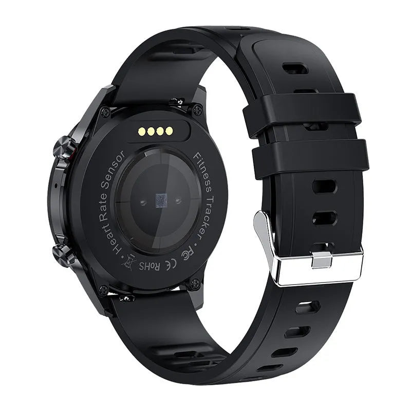 Bluetooth smart watch with 1.3-inch screen showing heart rate monitoring display