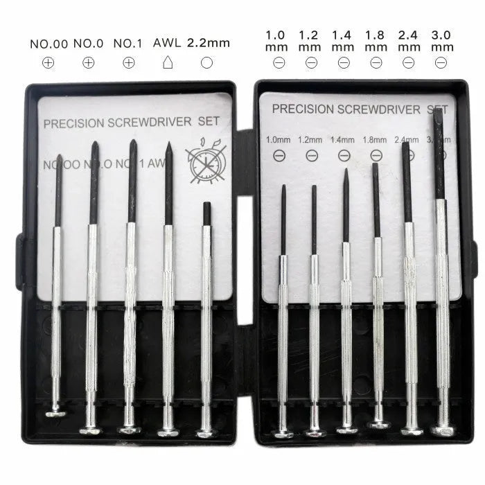 TH-6177 11-piece clock screwdriver set with cross and slotted heads for electronics repair