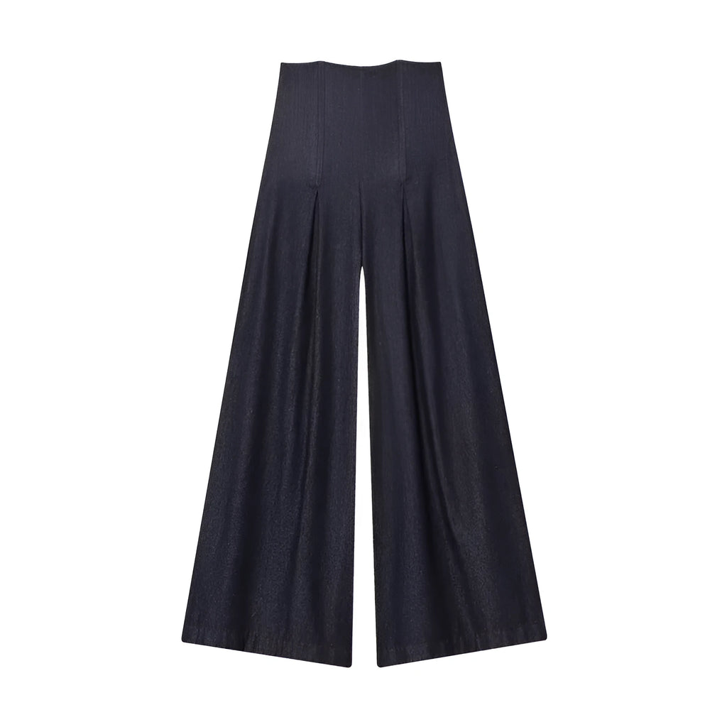 Women's ultra high waist wide leg stone-washed denim jeans in Japanese Korean casual style, available in sizes XS to L