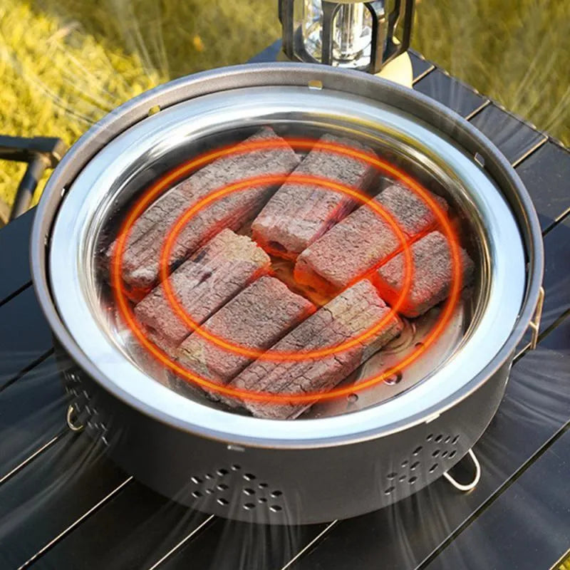 Portable stainless steel barbecue grill with detachable design and storage bag for outdoor camping