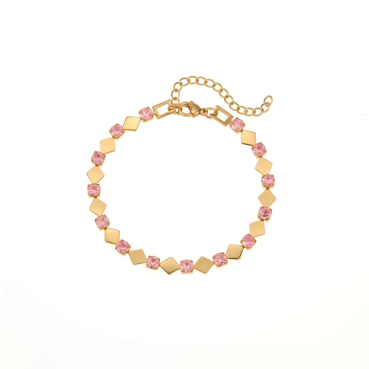 Non-fading electroplated stainless steel geometric bracelet with cubic zirconia stones in colour variant NMSB-J737