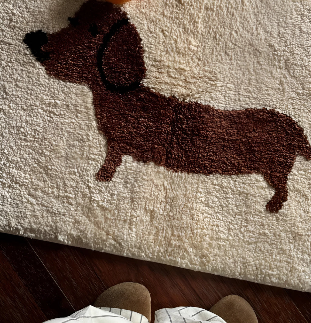 Lucky Sausage Puppy Korean tufted floor mat cream style woven carpet 50x80cm