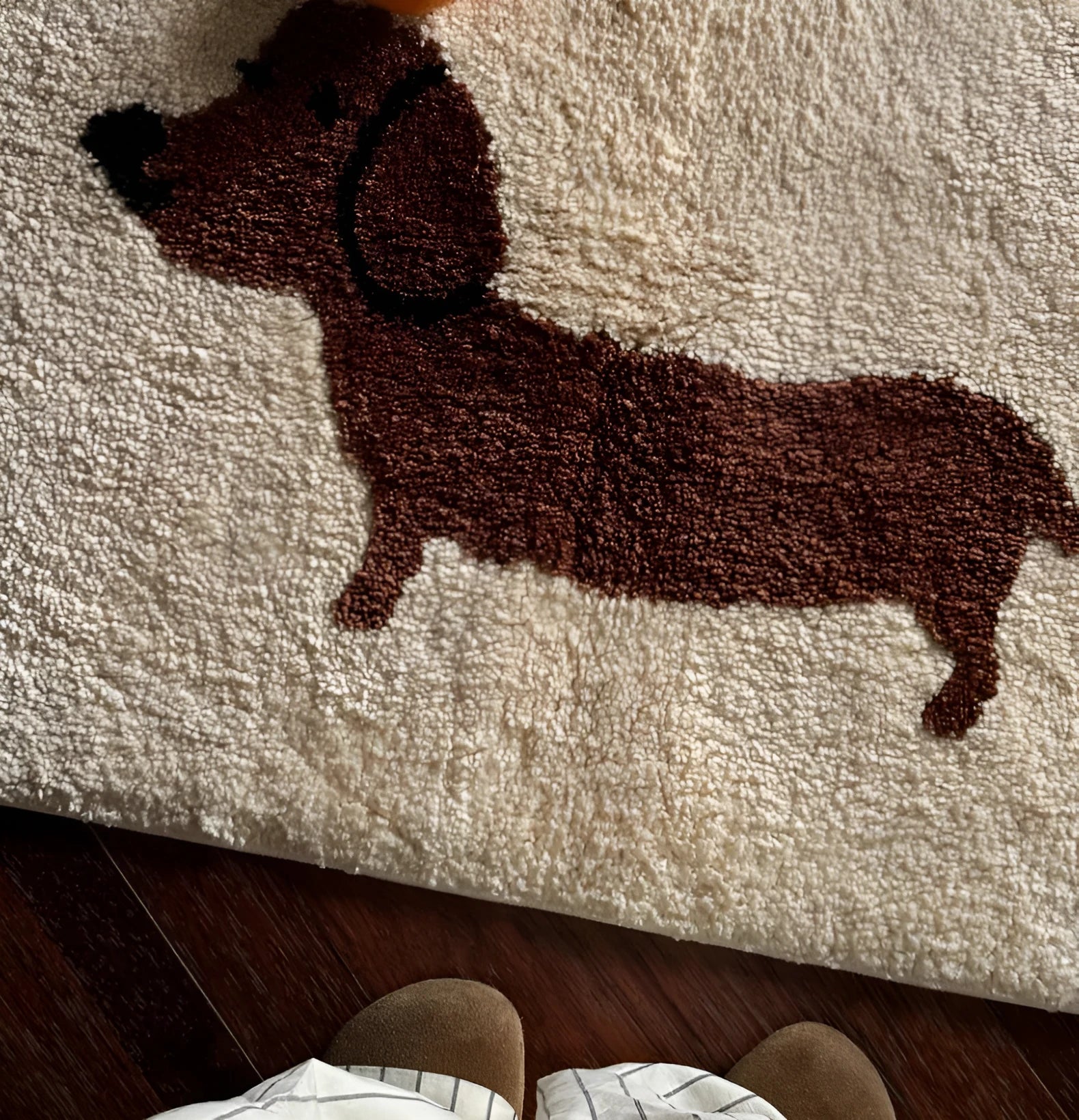 Lucky Sausage Puppy Korean tufted floor mat cream style woven carpet 50x80cm
