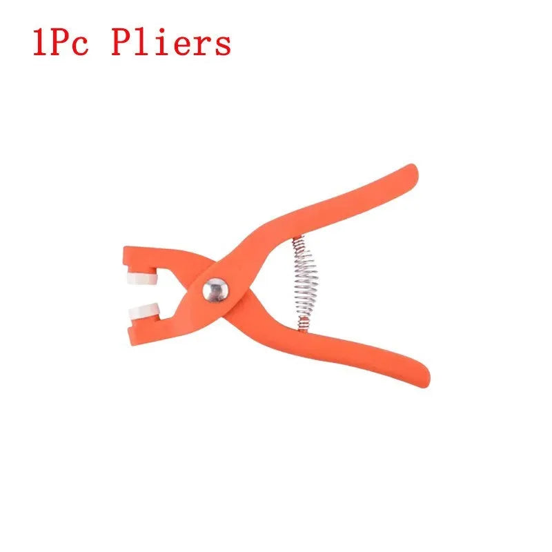 Five claw no sew button kit with stainless steel 9.5mm buttons and application pliers