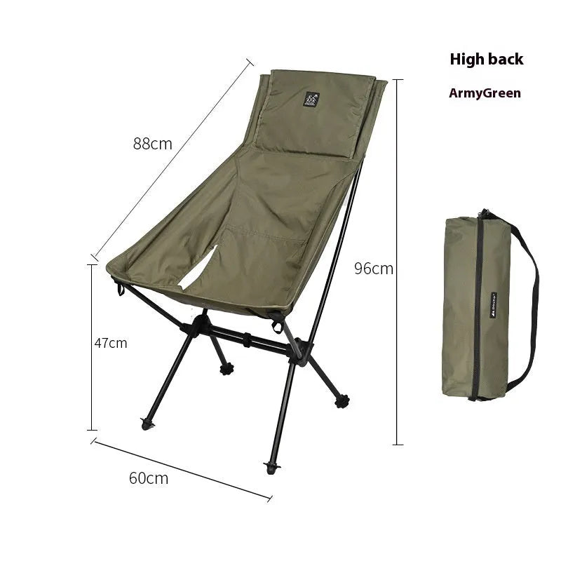 Aluminium alloy foldable moon chair with Oxford cloth seat in army green colour
