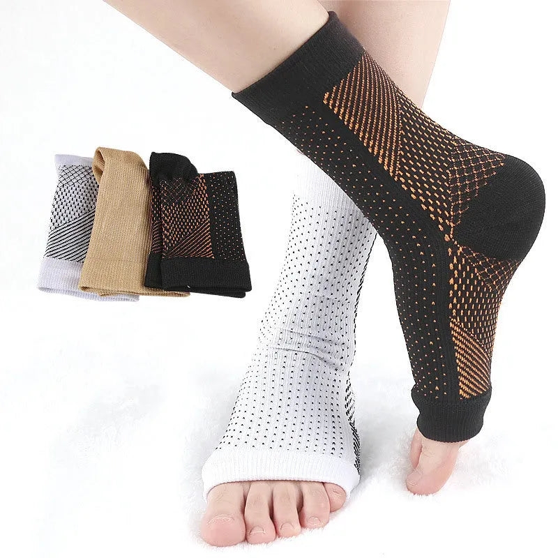 Korean-style sports foot socks with heel invisible pressure design in black, white, skin colour or copper options
