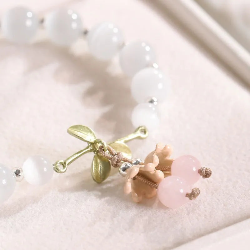 Electroplated opal beaded bracelet for women with diamond-shaped beads in various colours