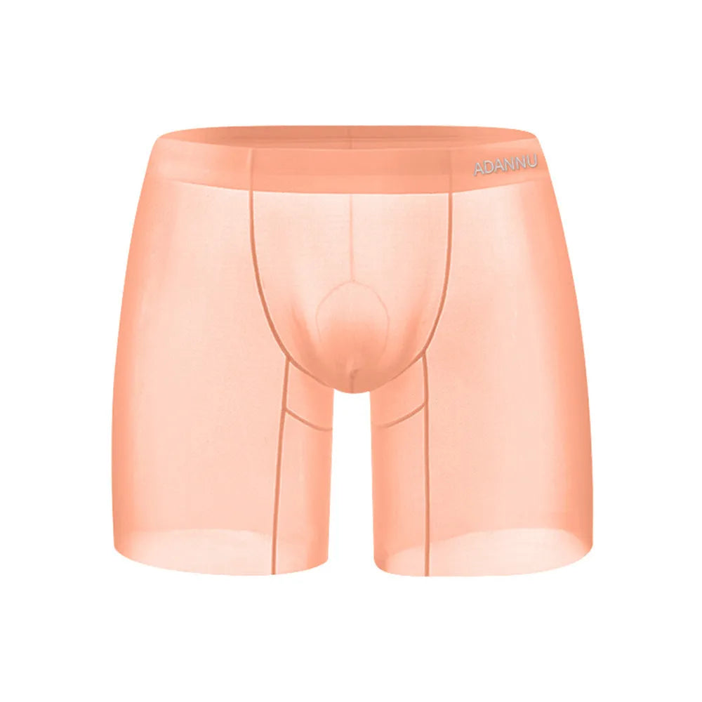 Men's seamless nylon boxer shorts in orange colour with low waist design