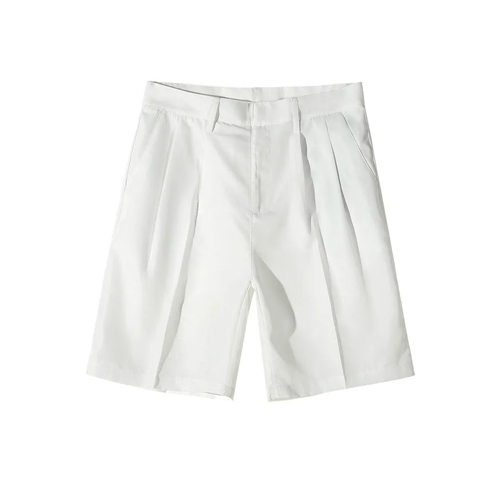 Men's straight-leg casual shorts in solid black colour, laid flat to show loose fit.