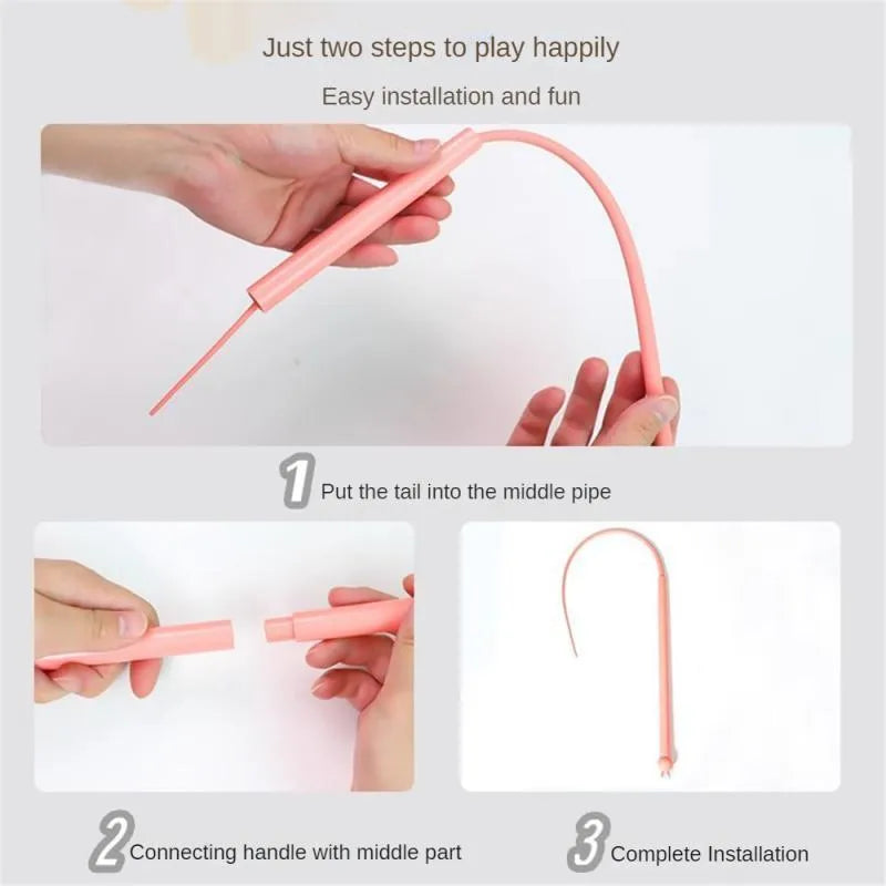 Simulated mouse tail cat toy with flexible silicone tail and cat head design