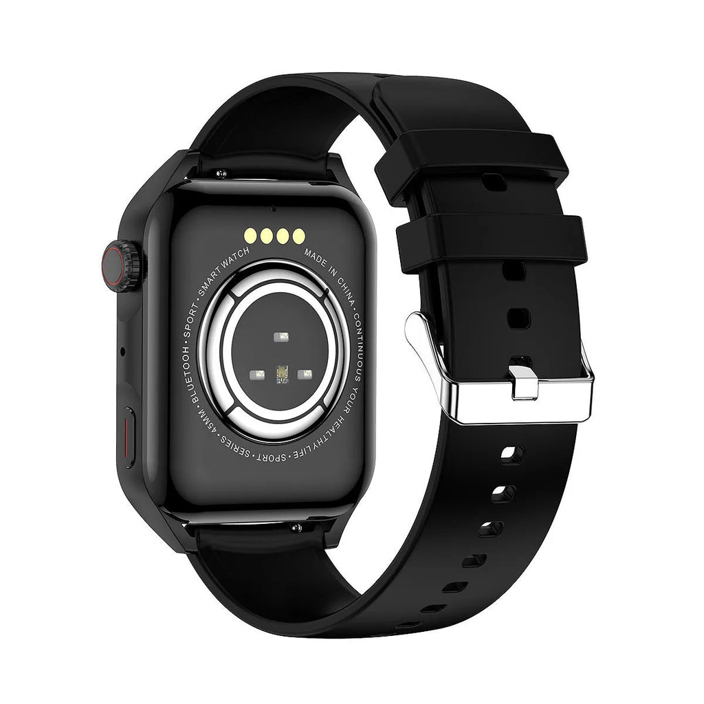 Simple HD AMOLED smartwatch with NFC on a silicone strap, showing a multi-dial display.