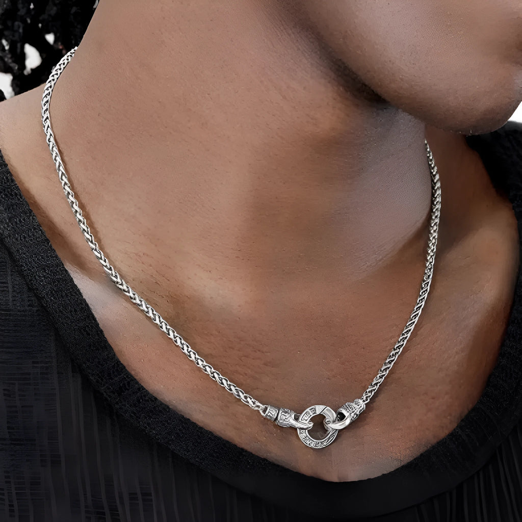 Silver clavicle necklace with 925 sterling silver pendant on adjustable length chain