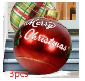 Large 60cm diameter inflatable PVC Christmas ball decoration for outdoor tree hanging