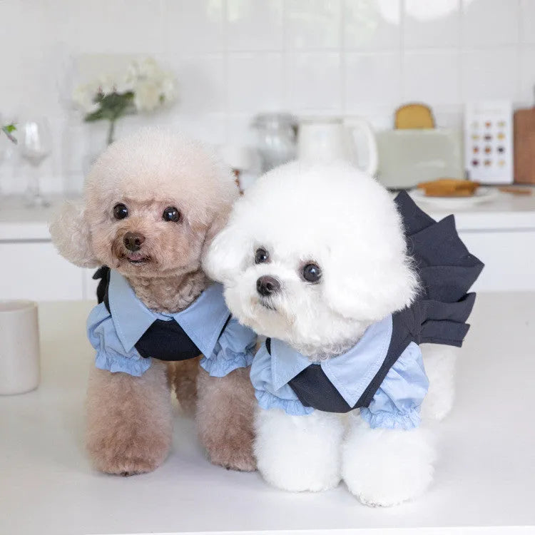 Dark grey teddy fleece dog hoodie on model showing front and side views