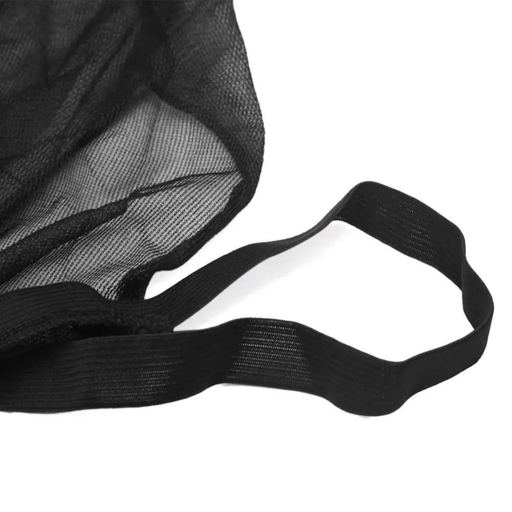 Car side window sunshade mesh installed on vehicle door with elastic strip fixation