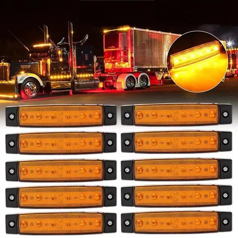 Red PVC truck side marker light for trailer, dimensions 9.6cm by 2cm.