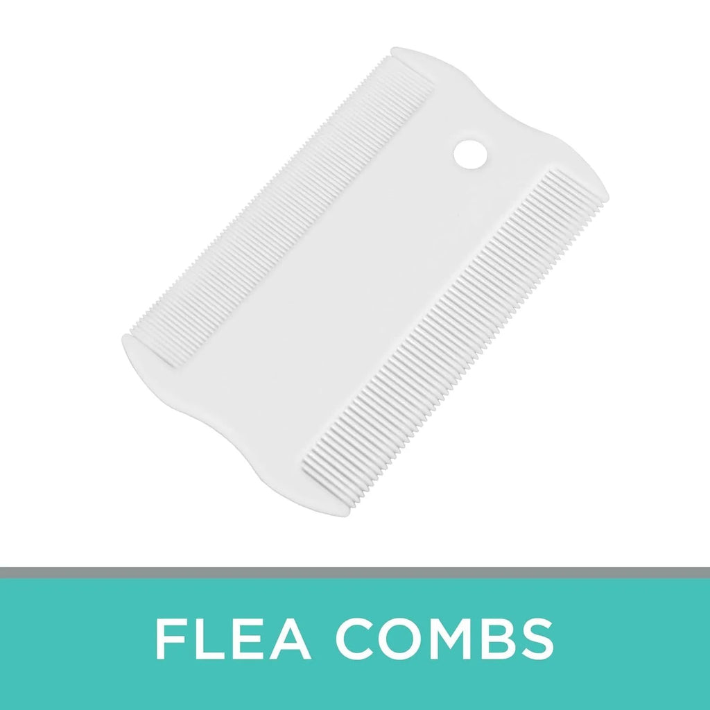 Double-sided plastic flea comb for pets with dense teeth and 0.85 cm by 5 cm dimensions