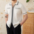 Slim fit short sleeve polo shirt with a lapel collar in black and white colours