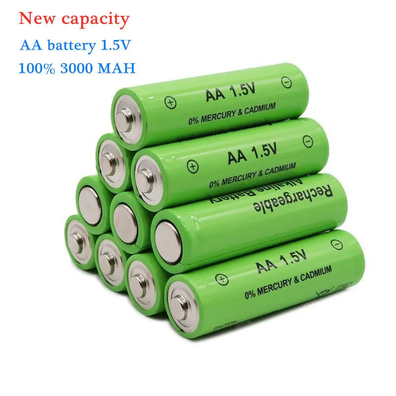 AA alkaline rechargeable battery with 3000mAh capacity and 1000 cycle rating.