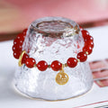 Natural red agate bracelet with weaving construction and blessing card