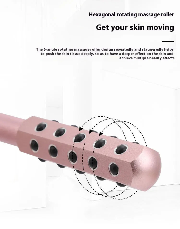 Purple beauty massage roller with germanium particles, 193 mm long, for facial and eye contouring.