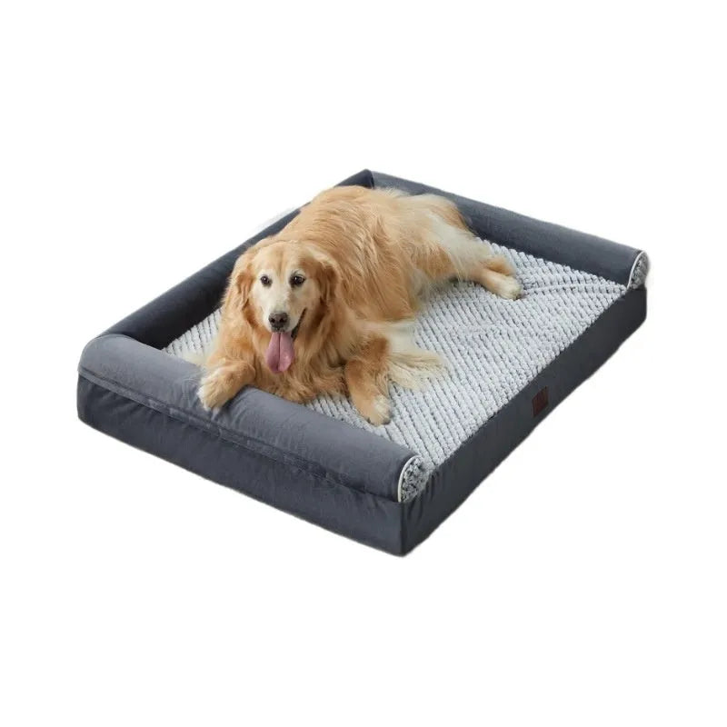 Rectangular cloth pet sleeping mat for dogs in brown, dark gray, and gray with size options L XL 2XL