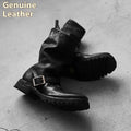 Men's black retro Martin ankle boots with a side zip closure and round toe.