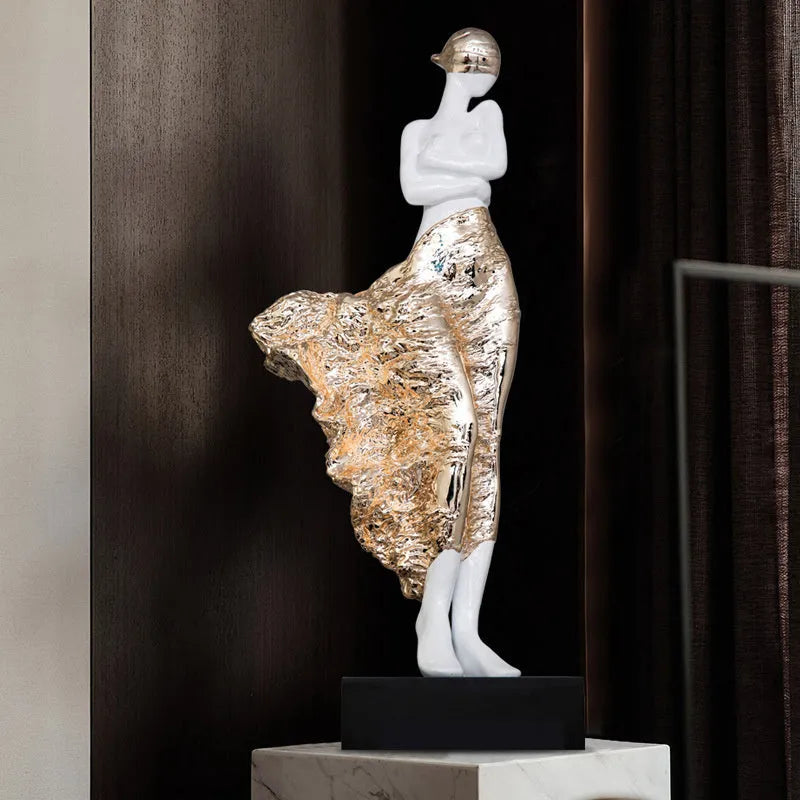 48cm tall modern character sculpture ornament in rose gold or silver finish
