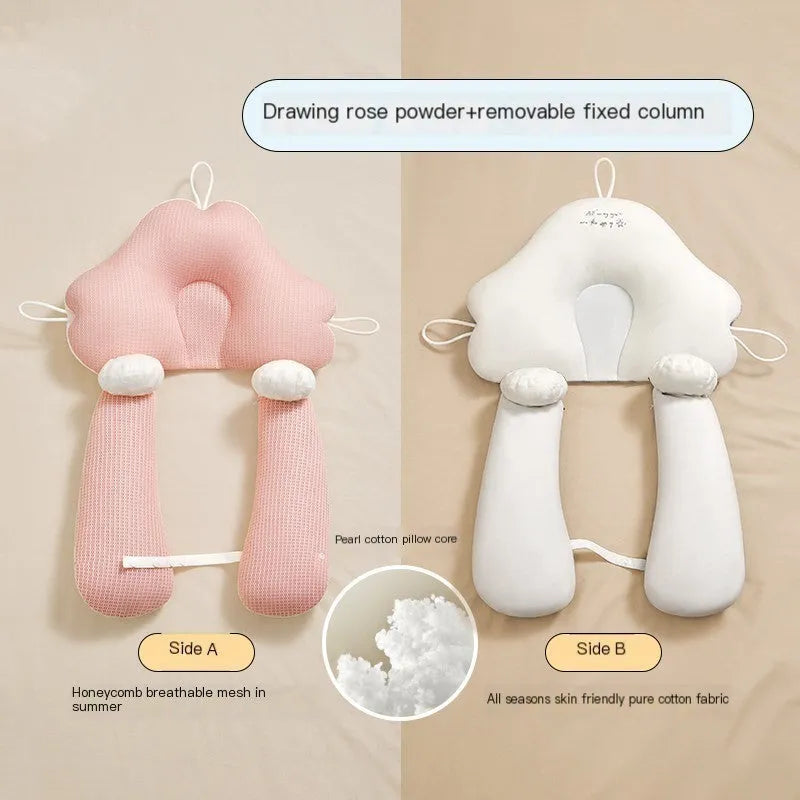 U-shaped baby head shaping pillow with pure cotton fabric in pink and blue colour options